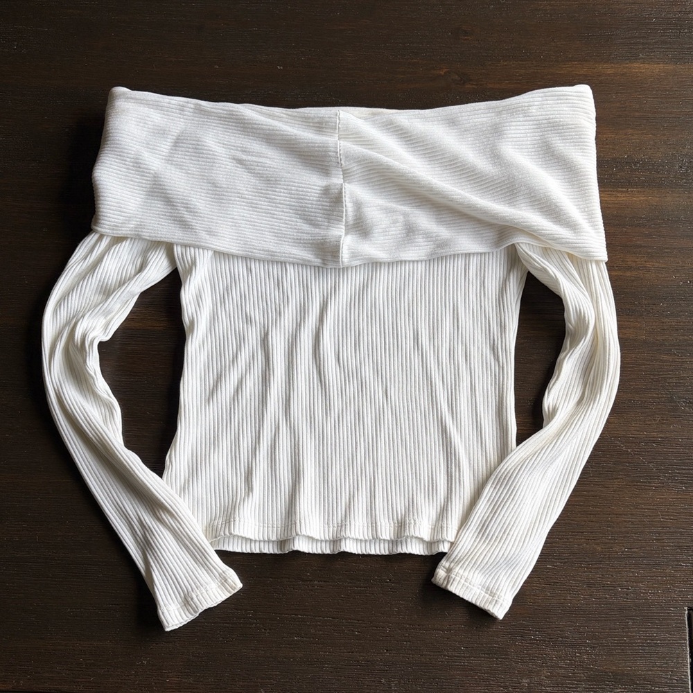 Babaton White Ribbed Off-Shoulder Top - Picture 4 of 4